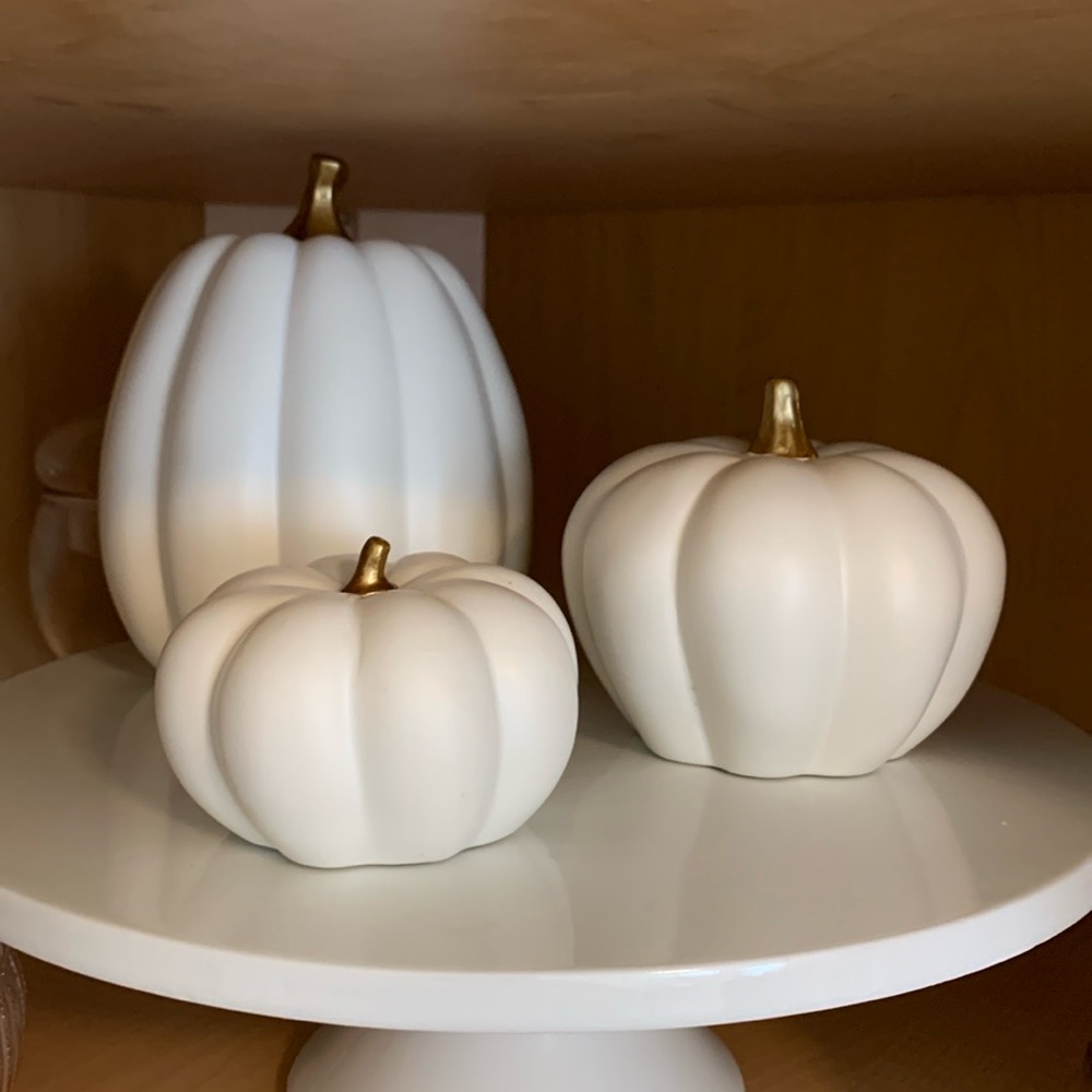 Set of 3 white and gold decorative pumpkins from Target